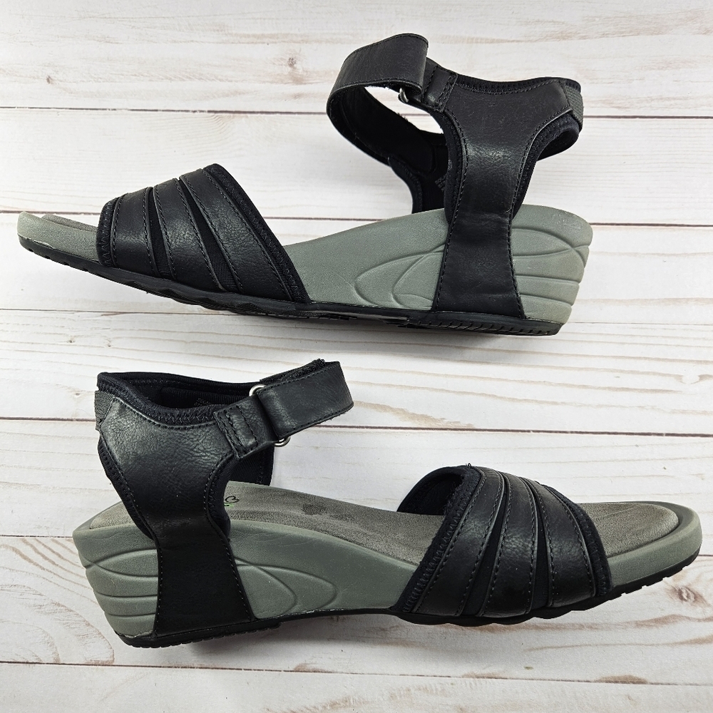 BareTraps Womens Boland Black‎ Ankle Strap Open Toe Wedge Sandals Size 11 - Picture 8 of 11